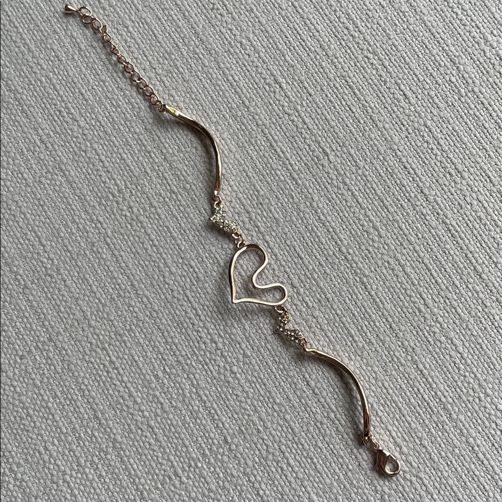 Delicate Heart Link Rose Gold fashion jewelry Bracelet - fits XS/S wrist - Picture 10 of 10